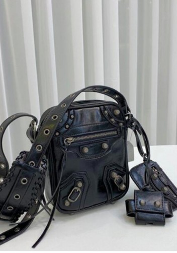 The Route 66 Vegan Leather Vertical Messenger Bag Black