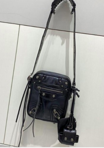 The Route 66 Vegan Leather Vertical Messenger Bag Black