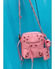 The Route 66 Vegan Leather Vertical Messenger Bag Pink