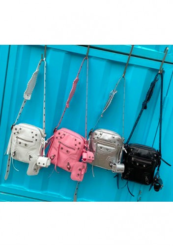 The Route 66 Vegan Leather Vertical Messenger Bag Pink