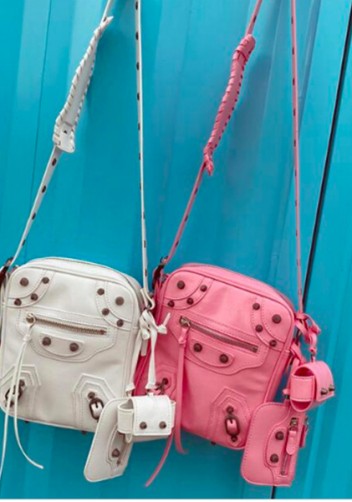 The Route 66 Vegan Leather Vertical Messenger Bag Pink