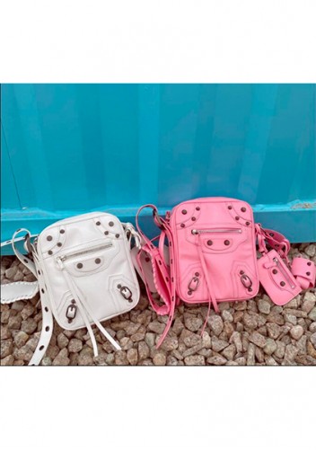 The Route 66 Vegan Leather Vertical Messenger Bag Pink