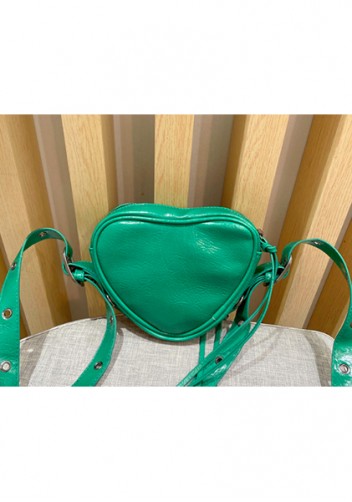 The Route 66 Vegan Leather Heart Shoulder Bag Dark Green