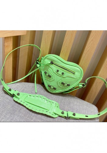 The Route 66 Vegan Leather Heart Shoulder Bag Green