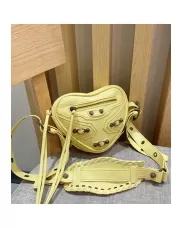 The Route 66 Vegan Leather Heart Shoulder Bag Yellow