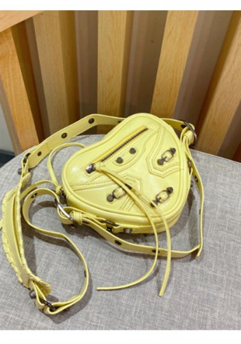 The Route 66 Vegan Leather Heart Shoulder Bag Yellow