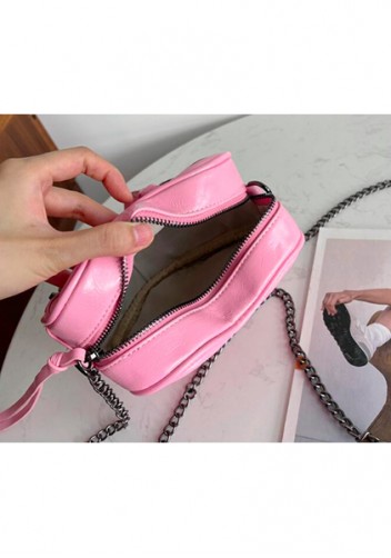 The Route 66 Vegan Leather Heart Shoulder Bag Pink