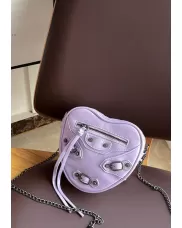 The Route 66 Vegan Leather Heart Shoulder Bag Purple