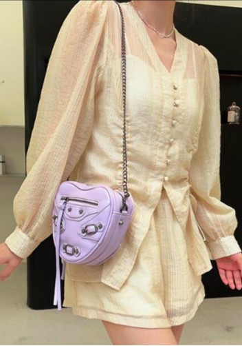 The Route 66 Vegan Leather Heart Shoulder Bag Purple