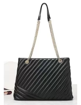 Rosa Tote Quilted Lambskin Leather Black