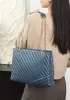 Rosa Tote Quilted Lambskin Leather Blue