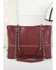 Rosa Tote Zipper Quilted Lambskin Leather Burgundy