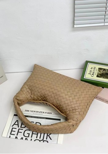 Dina Large Intrecciato Leather Tote Beige