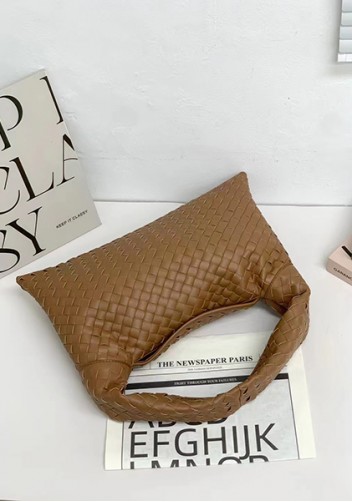 Dina Large Intrecciato Leather Tote Camel