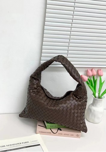 Dina Large Intrecciato Leather Tote Choco