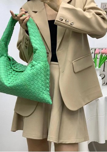 Dina Large Intrecciato Leather Tote Green