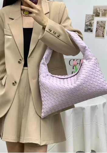 Dina Large Intrecciato Leather Tote Lilac