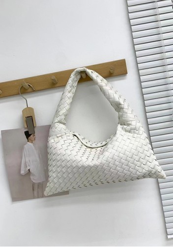 Dina Large Intrecciato Leather Tote White
