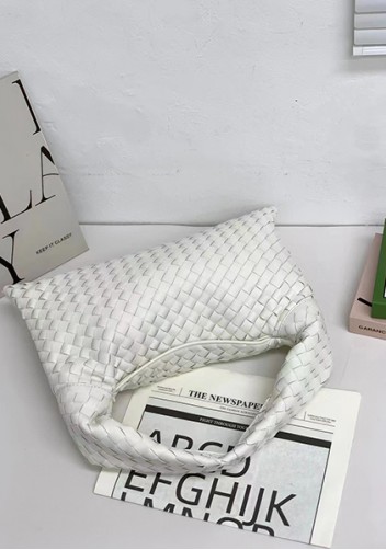 Dina Large Intrecciato Leather Tote White