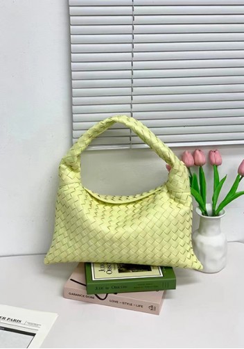 Dina Large Intrecciato Leather Tote Yellow