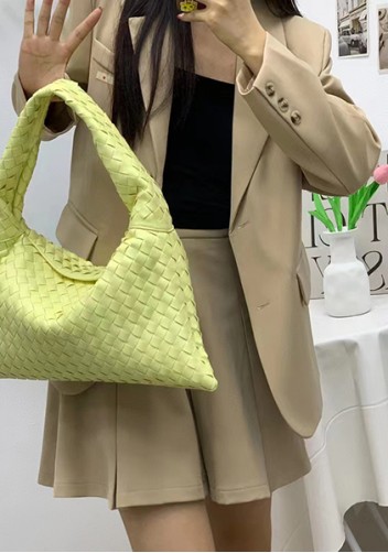 Dina Large Intrecciato Leather Tote Yellow