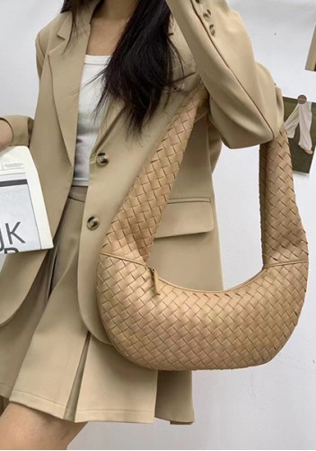 Dina Slouchy Intrecciato Leather Tote Beige