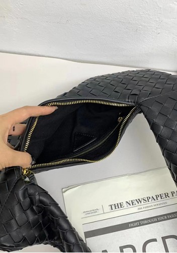 Dina Slouchy Intrecciato Leather Tote Black
