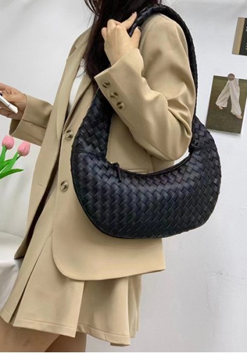 Dina Slouchy Intrecciato Leather Tote Black
