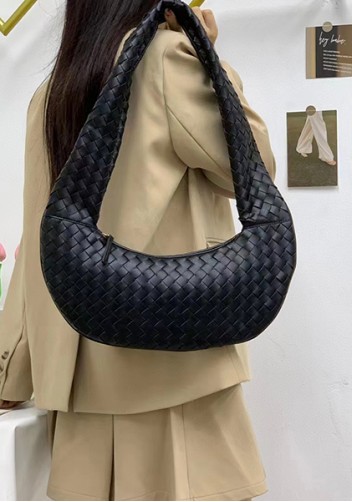 Dina Slouchy Intrecciato Leather Tote Black