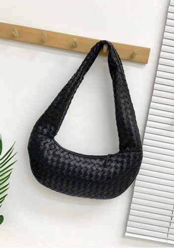Dina Slouchy Intrecciato Leather Tote Black