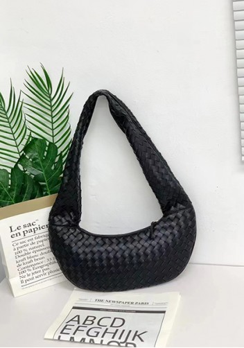 Dina Slouchy Intrecciato Leather Tote Black