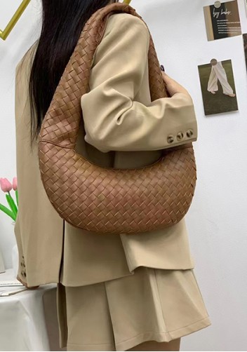 Dina Slouchy Intrecciato Leather Tote Camel