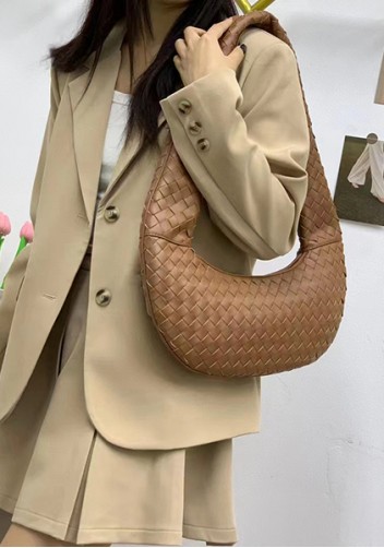 Dina Slouchy Intrecciato Leather Tote Camel