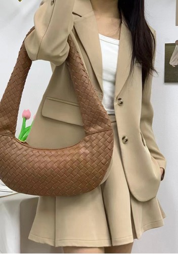 Dina Slouchy Intrecciato Leather Tote Camel