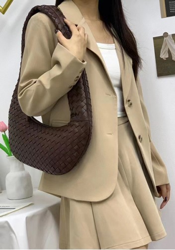 Dina Slouchy Intrecciato Leather Tote Choco