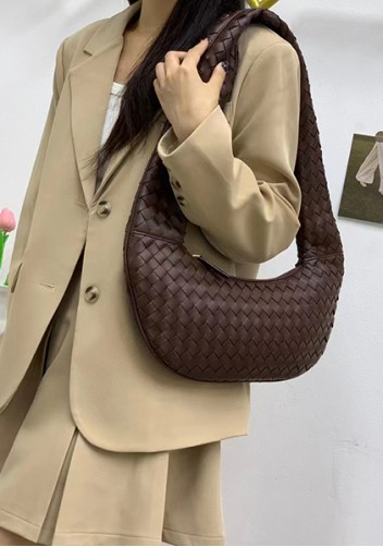 Dina Slouchy Intrecciato Leather Tote Choco