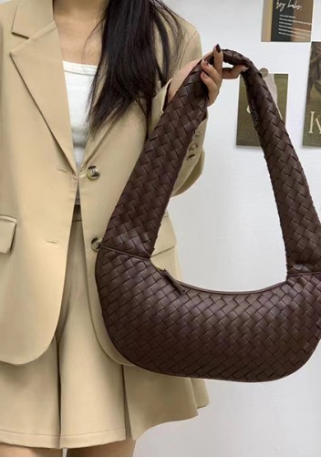 Dina Slouchy Intrecciato Leather Tote Choco