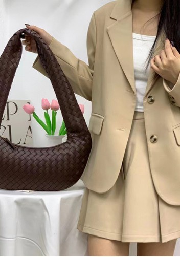 Dina Slouchy Intrecciato Leather Tote Choco