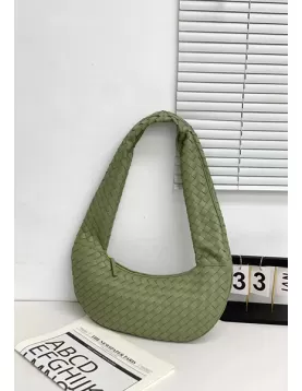 Dina Slouchy Intrecciato Leather Tote Green