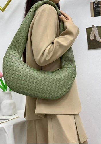 Dina Slouchy Intrecciato Leather Tote Green