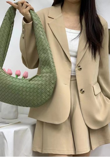Dina Slouchy Intrecciato Leather Tote Green