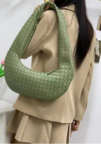 Dina Slouchy Intrecciato Leather Tote Green