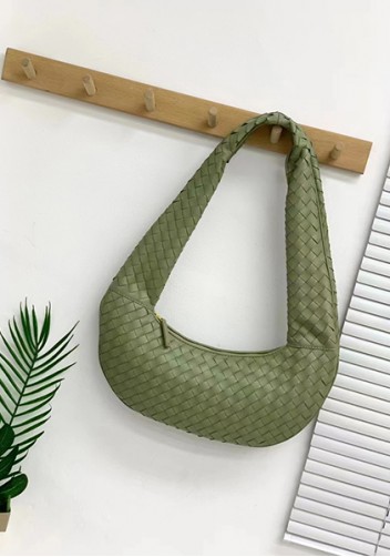 Dina Slouchy Intrecciato Leather Tote Green