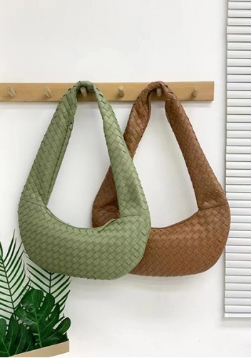 Dina Slouchy Intrecciato Leather Tote Green