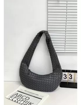 Dina Slouchy Intrecciato Leather Tote Grey