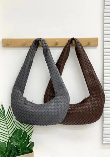 Dina Slouchy Intrecciato Leather Tote Grey