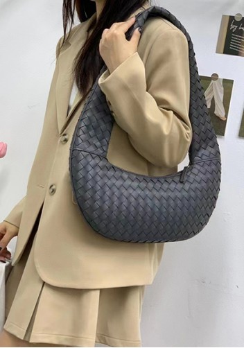 Dina Slouchy Intrecciato Leather Tote Grey
