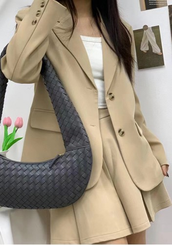 Dina Slouchy Intrecciato Leather Tote Grey