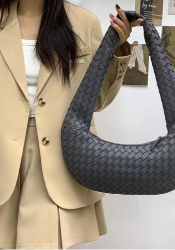 Dina Slouchy Intrecciato Leather Tote Grey