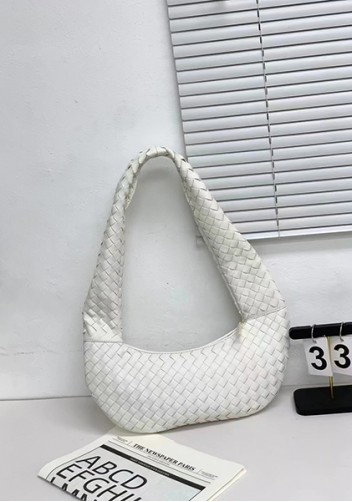 Dina Slouchy Intrecciato Leather Tote White